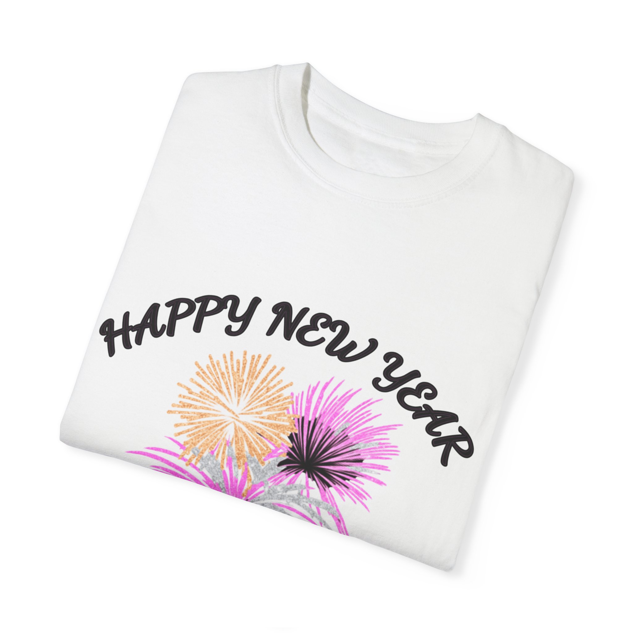 Happy New Year 2025 Fireworks Unisex Garment-Dyed T-Shirt | GTMart
