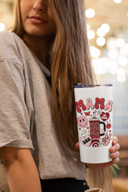 Cute Mama Tumbler, Valentine's Day Gift, Stylish Travel Mug