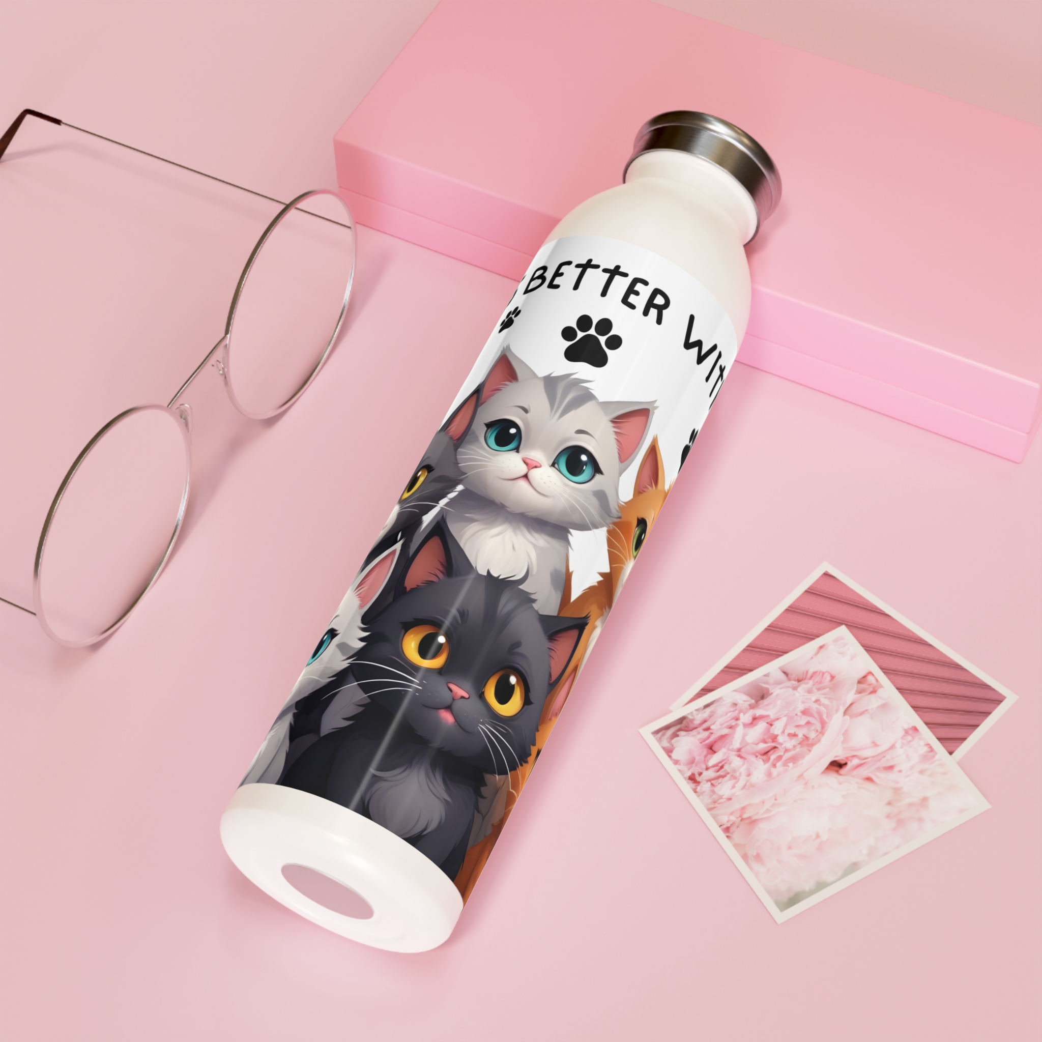 16169393505438938613_2048.jpeg 20oz Cute Cat Slim Water Bottle Wrap Seamless Water Bottle Design - Funny Cat Mom Water Bottle, Cute Cat Water Bottle Wrap, Kitten Print Water Bottle, Pet Lover Water Bottle Sublimation Art, Custom Digital Cat Lover Gift, Printable Cat Themed Water Bottle Design - Image 1