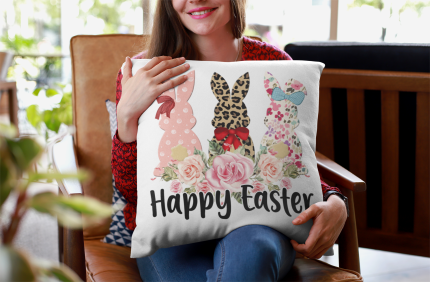 Floral Easter Bunny Pillow