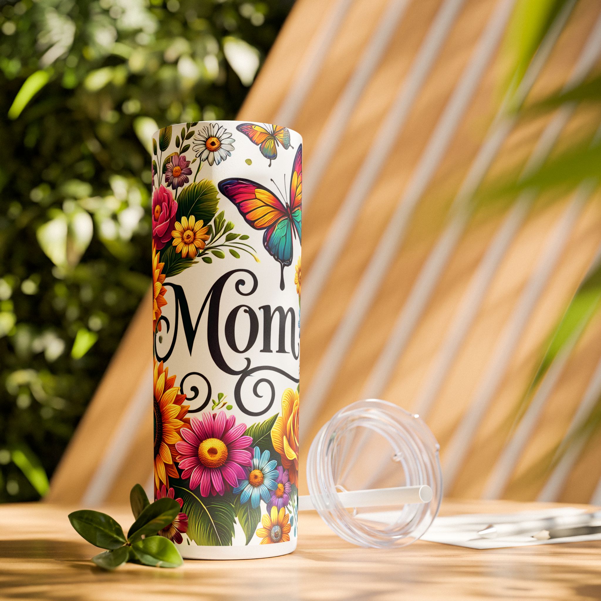 10318673292401713595_2048.jpeg Floral Mom Skinny Tumbler with Straw - 20oz Water Bottle Gift - Image 1