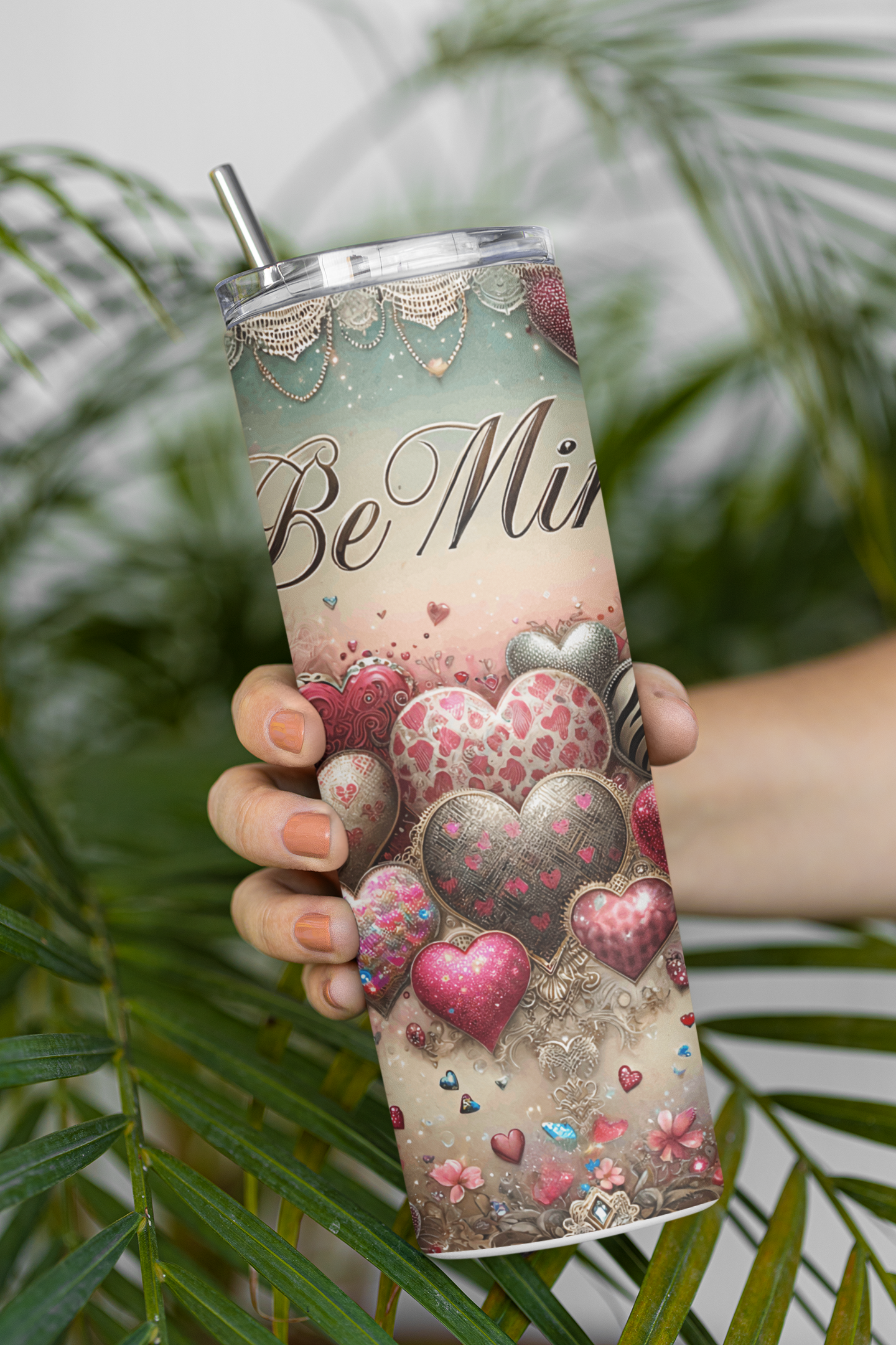 20250205180526-1efe3ebc-6c08-6e60-ace0-7230fb0c0023.png Romantic Hearts Skinny Tumbler with Straw - 20oz Be Mine Travel Mug - Image 1